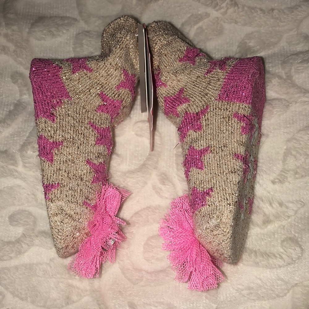 Mud Pie Glitter Star Puff Baby Socks - Picture 4 of 6